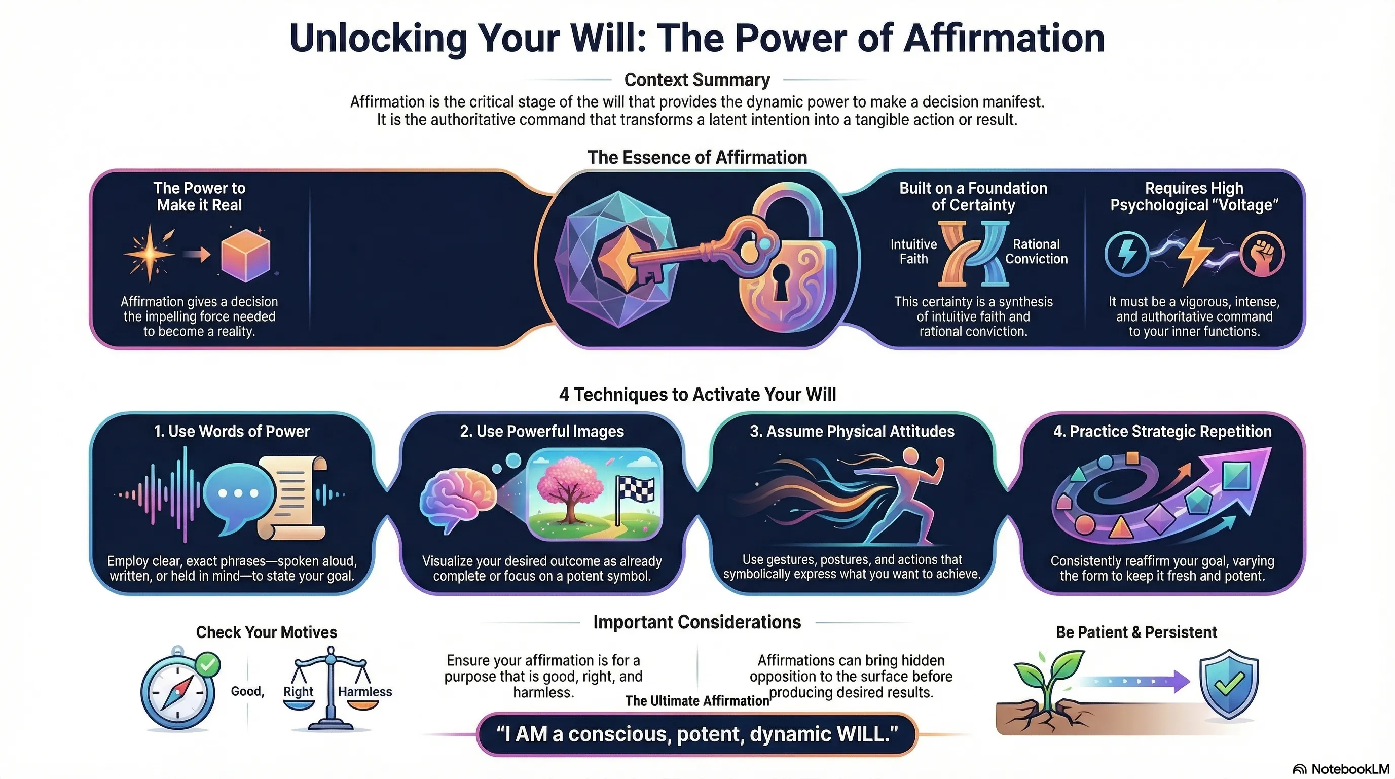Unlocking Your Will - The Power of Affirmation Infographic