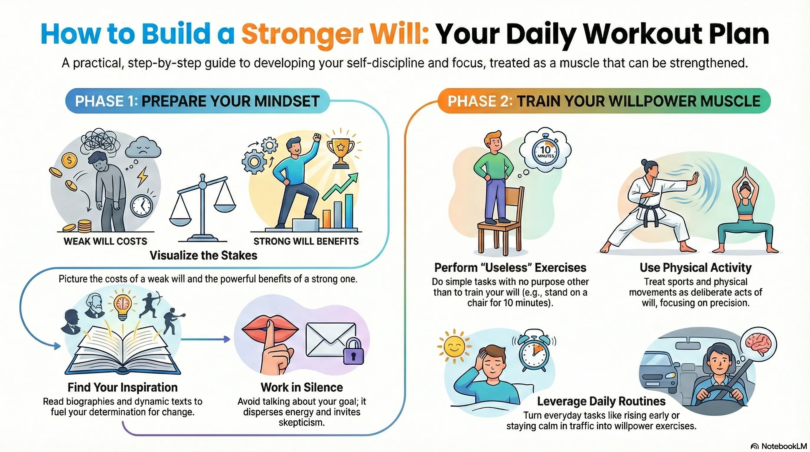 How to Build a Stronger Will: Your Daily Workout Plan Infographic